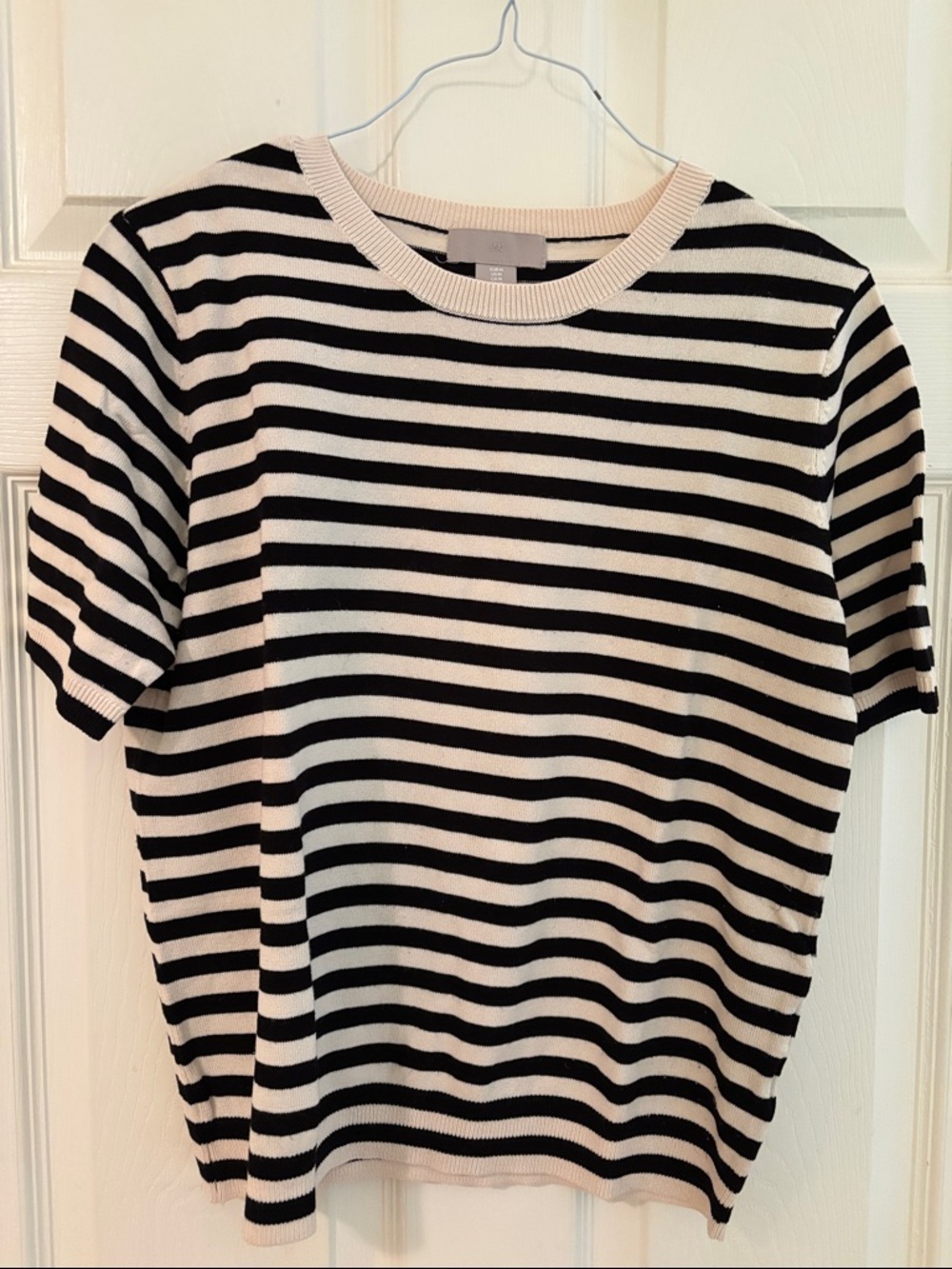 H&M Striped Crewneck Sweater in Cream and Black